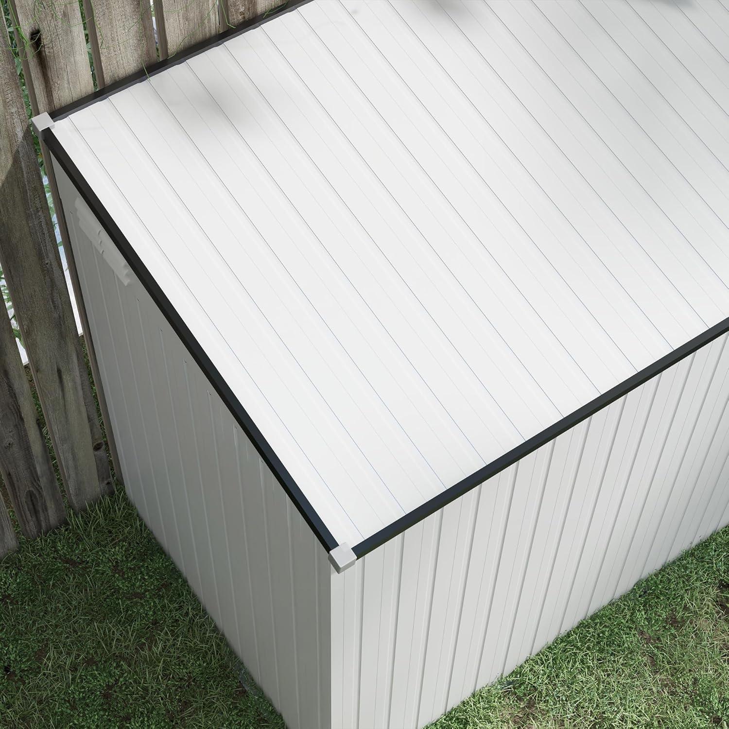 White 4' x 8' Metal Lean-to Outdoor Storage Shed Kit