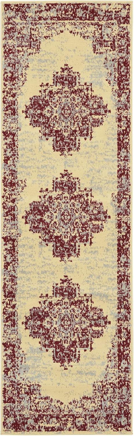 Nourison Grafix GRF14 Indoor Area Rug - Cream/Red 2'3" x 7'6"