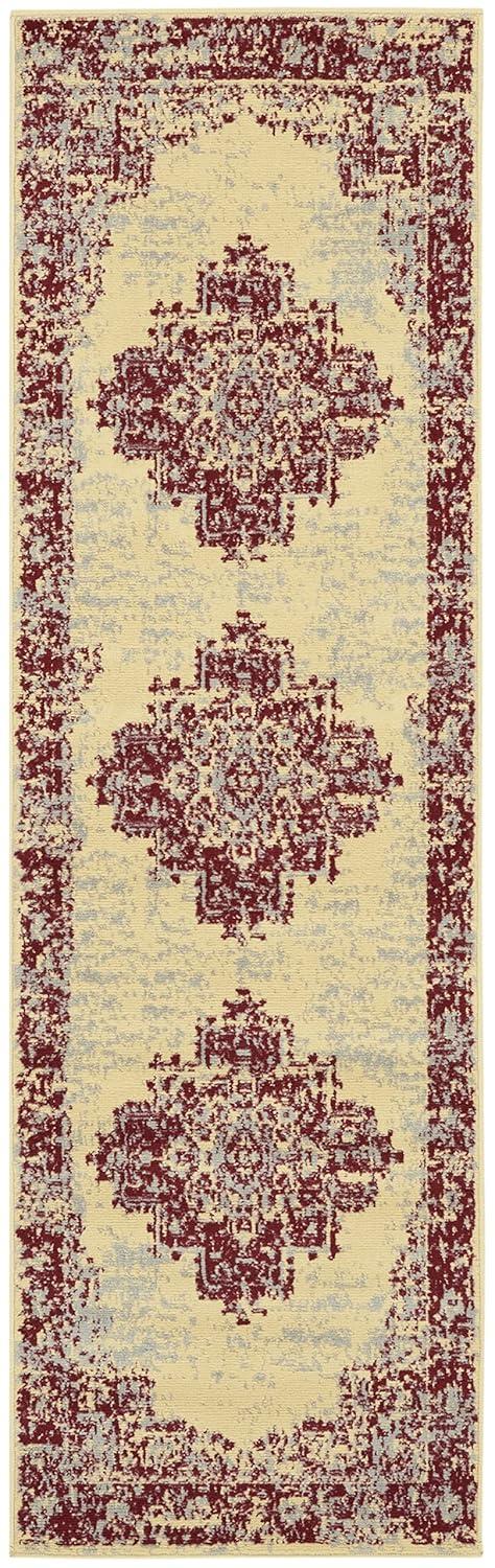 Nourison Grafix GRF14 Indoor Area Rug - Cream/Red 2'3" x 7'6"