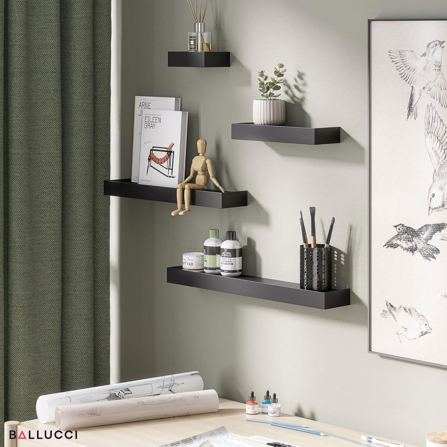 Textiles Hub Array 4 Piece Floating Wall Shelves Set