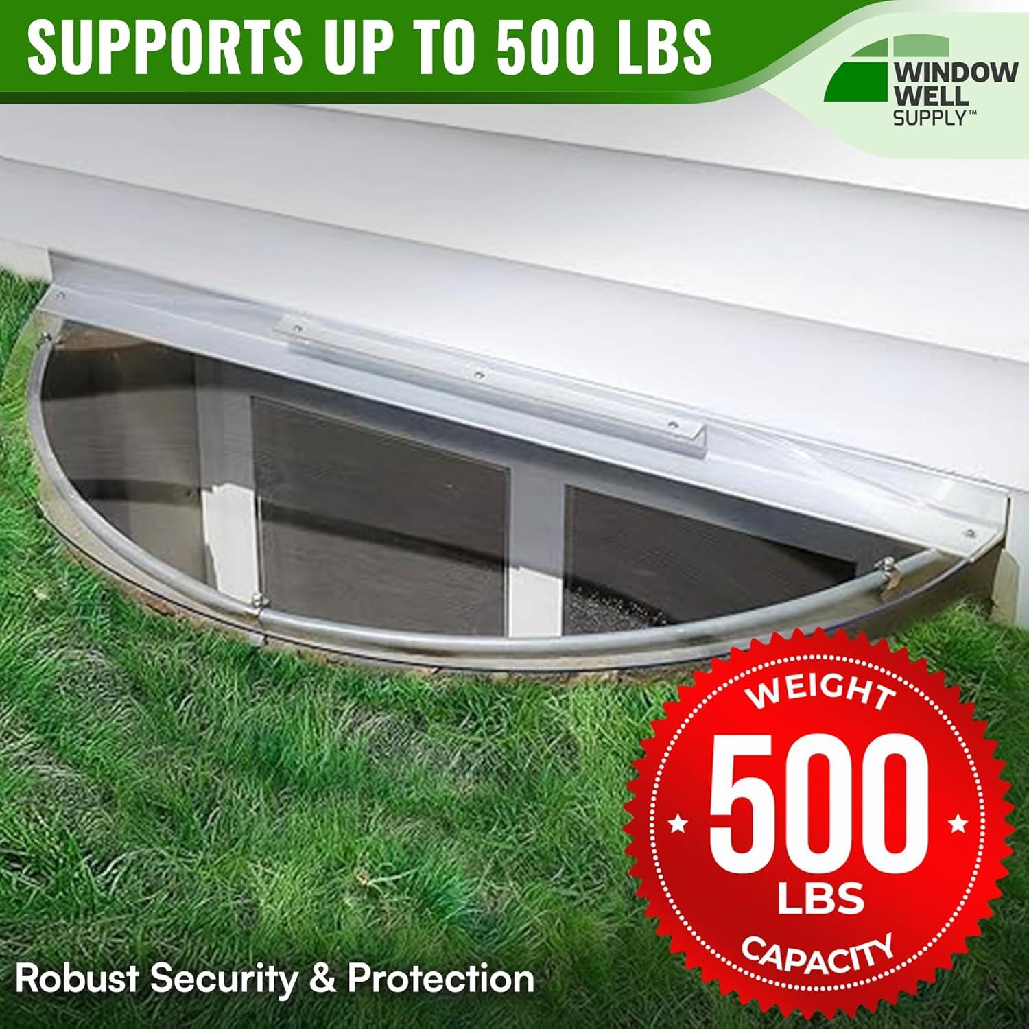 Clear Heavy-Duty Polycarbonate Window Well Cover with Aluminum Bracing