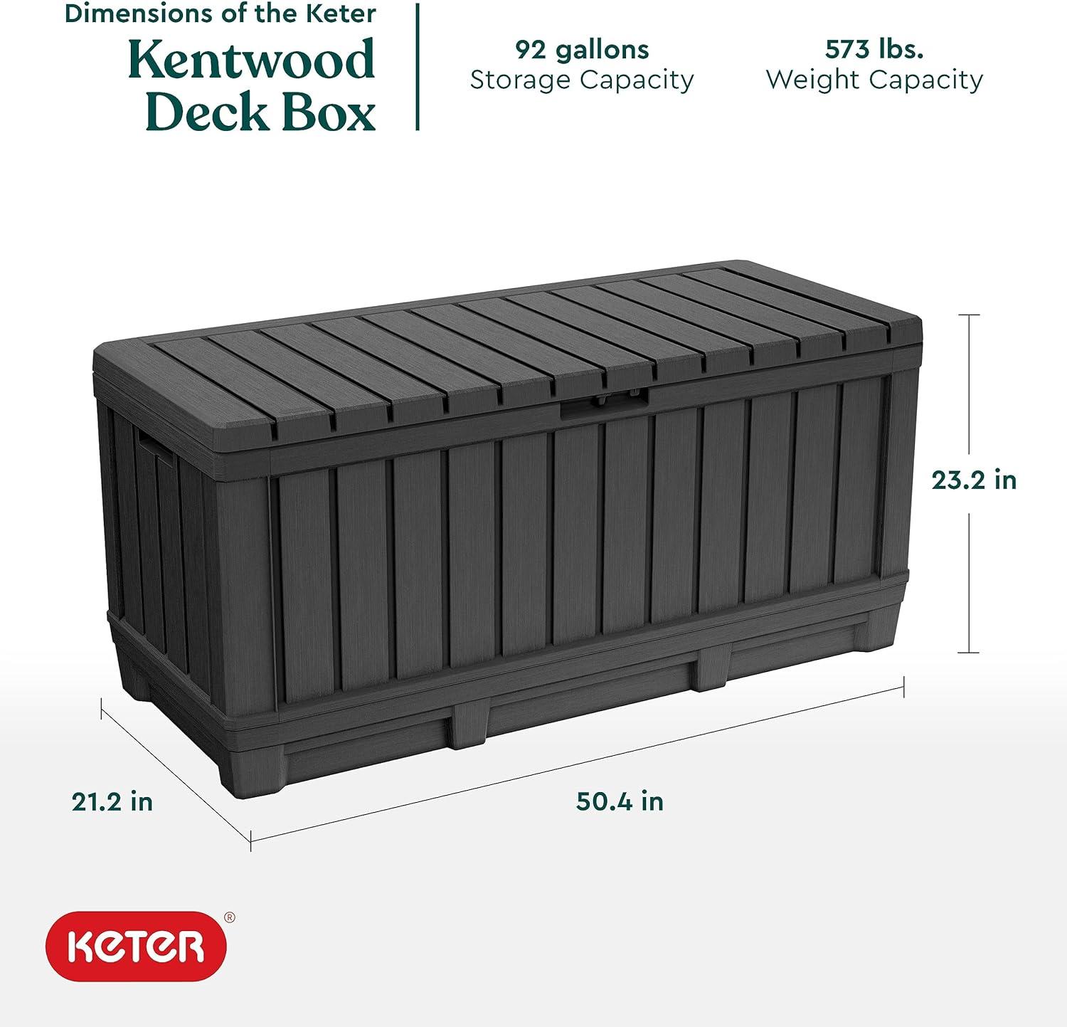 Kentwood Brown Resin Lockable Deck Box with Wood-Look Finish