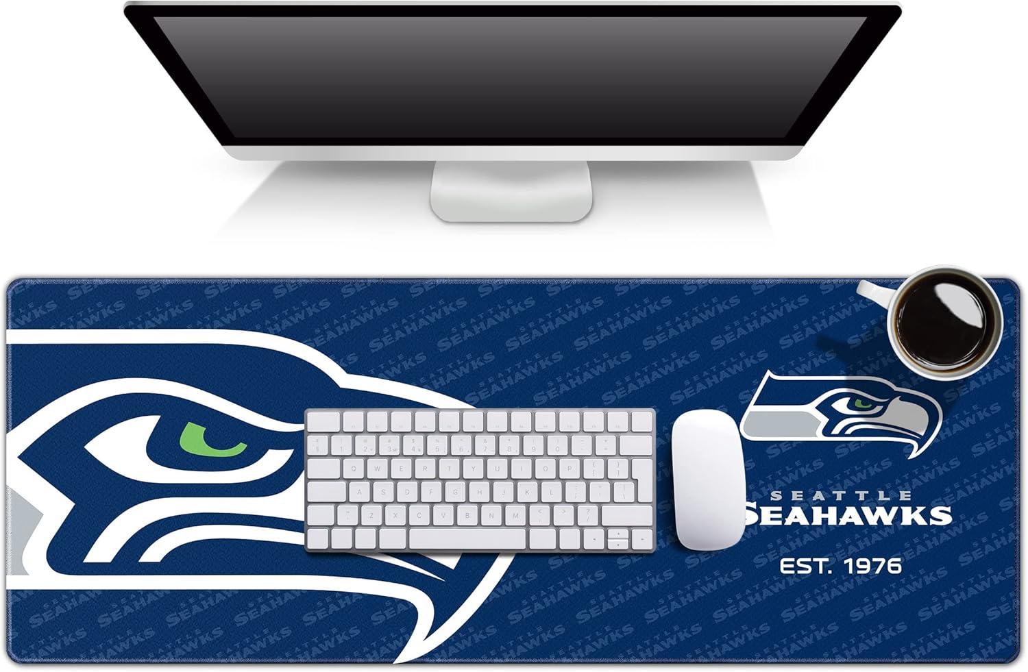 NFL Seattle Seahawks Logo Series 31.5" x 12" Desk Pad: Polypropylene Desk Protector