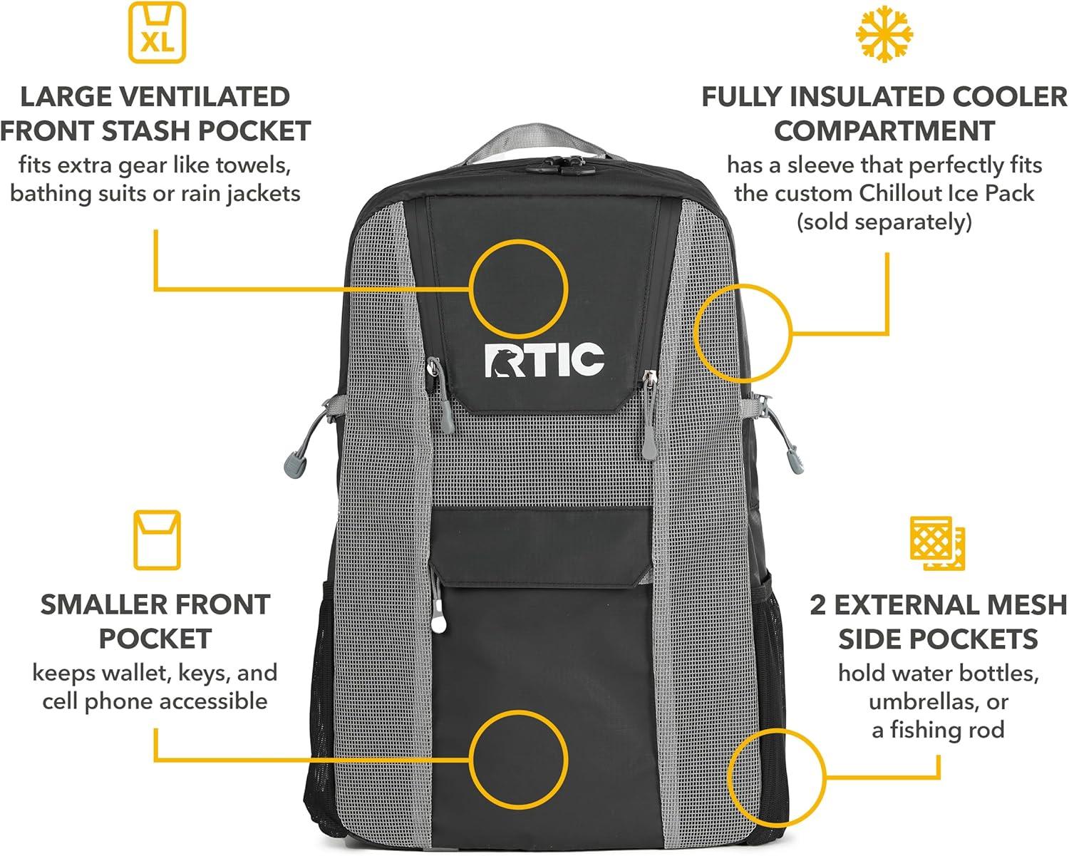 RTIC 24 Can Chillout Backpack Cooler, 2-in-1 Insulated with Extra Pockets, Olive/Burnt Orange