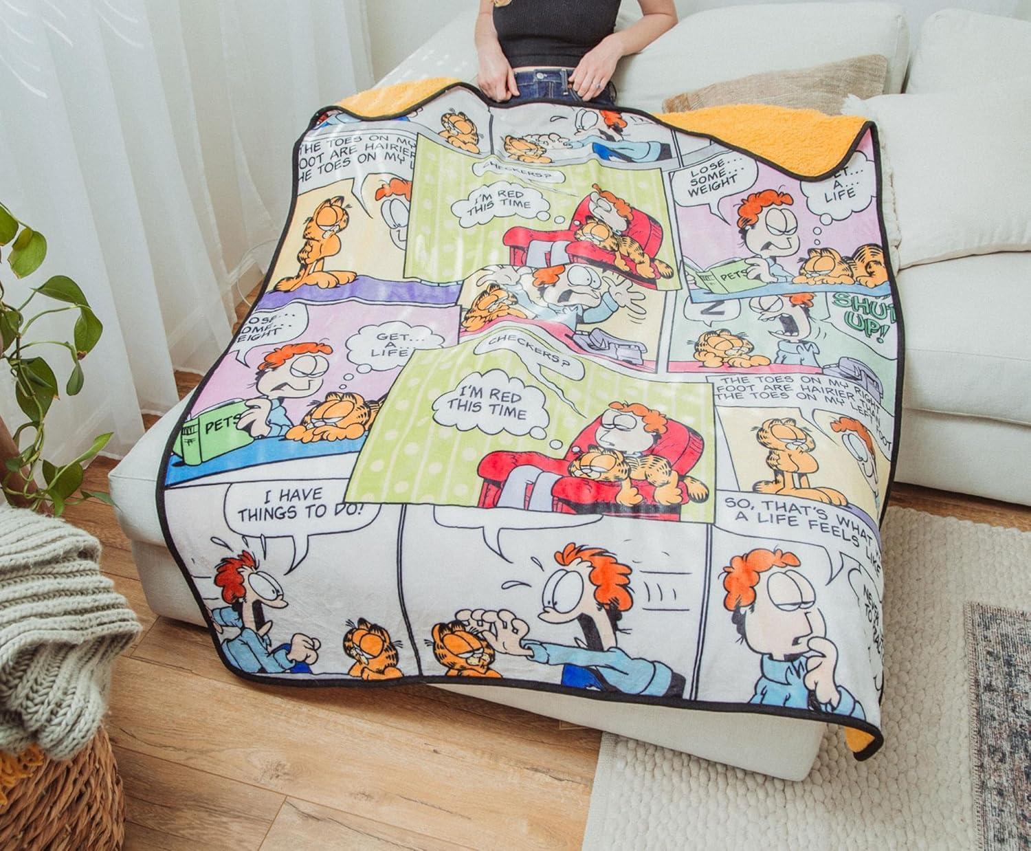 Silver Buffalo Garfield and Jon Comic Strip Panels Throw Blanket | 50 x 60 Inches