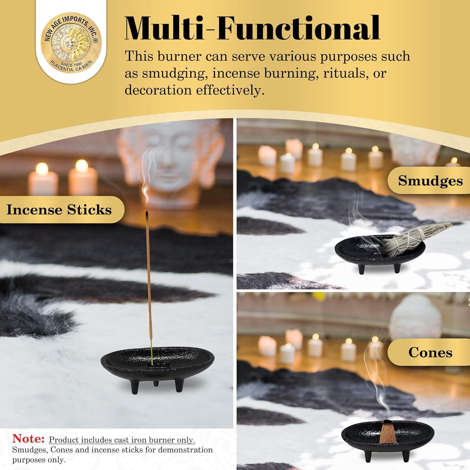 Cast Iron Incense Burner 4x2 Inch - Ideal for Smudging, Incense Burning, Rituals, Decoration