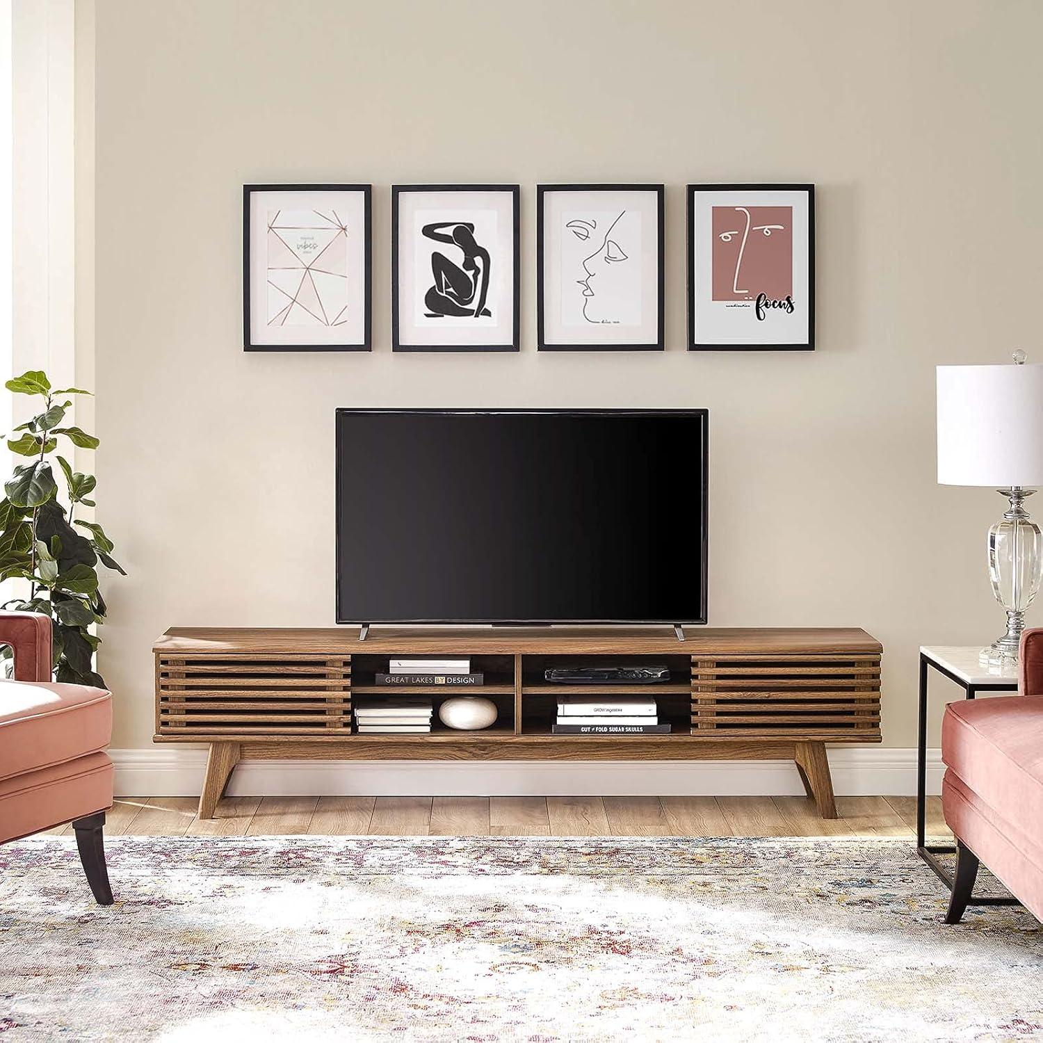 Modway Render 70 Entertainment Center TV Stand - Walnut Walnut