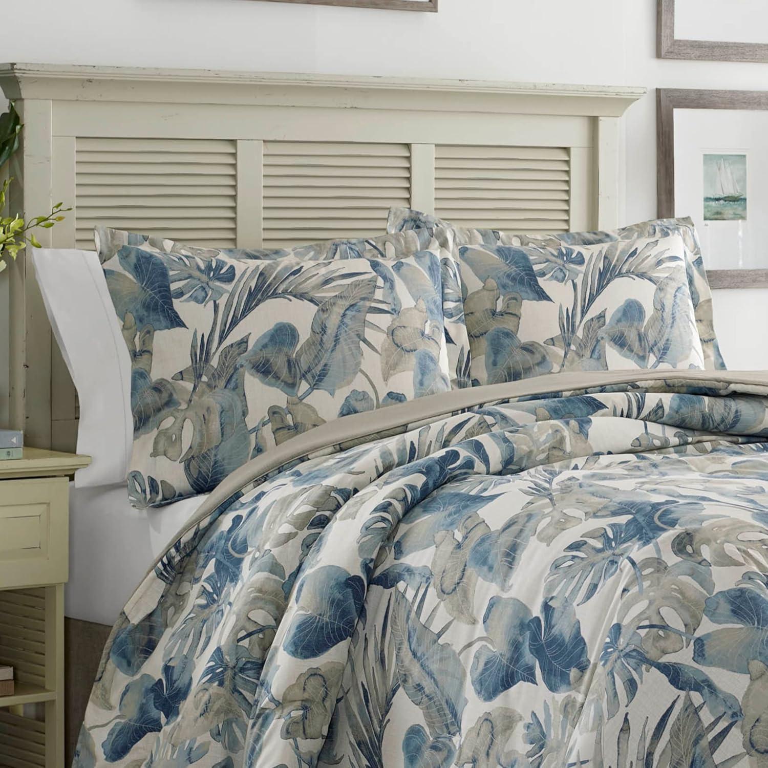 California King Blue Cotton Reversible Comforter Set