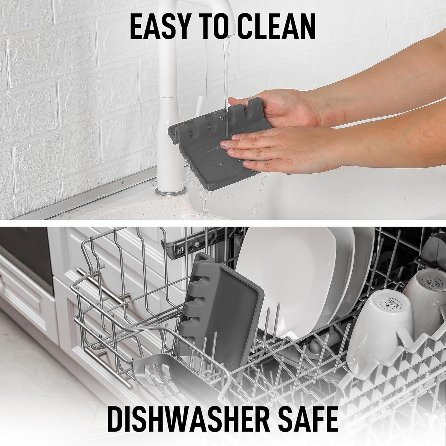 Zulay Silicone Utensil Rest with Drip Pad for Multiple Utensils BPA-Free Stove Top - Gray