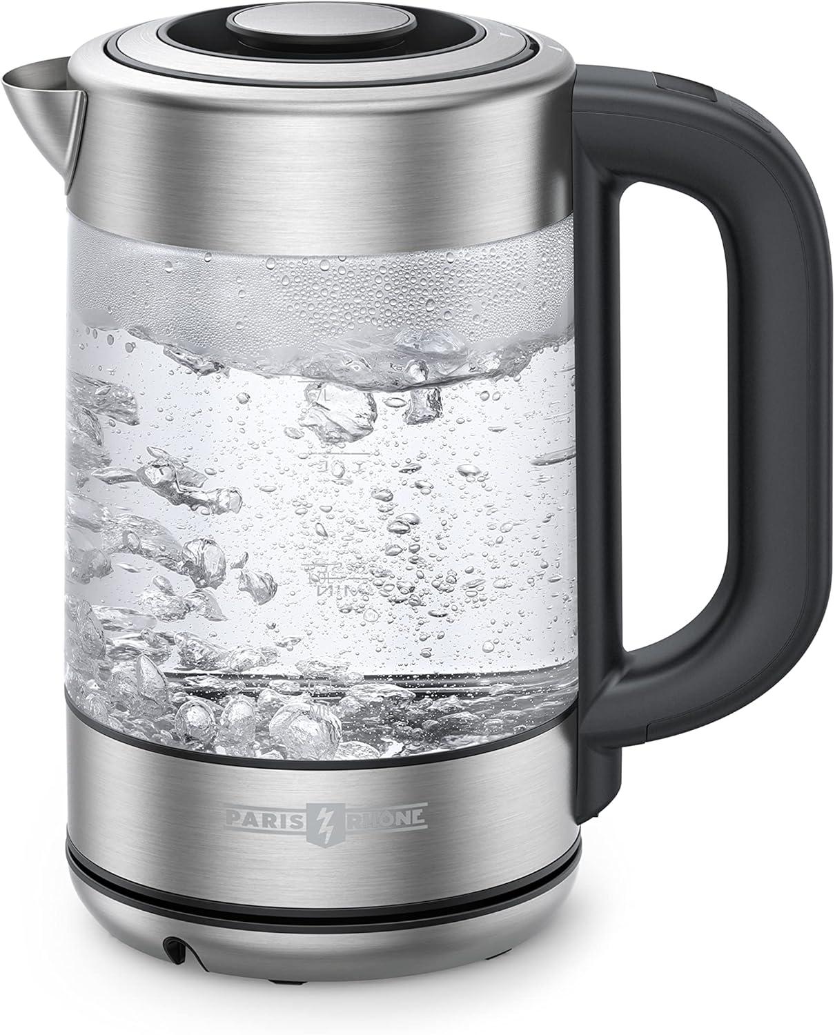 Electric Kettle,Tea Kettle Temperature Control with 6 Temperature Settings,Paris Rhône1.7L Glass&Stainless Steel Heater,Touch Control,LED Screen,Keep Warm Mode,Boil-Dry Protection,for Milk,Tea,Coffee