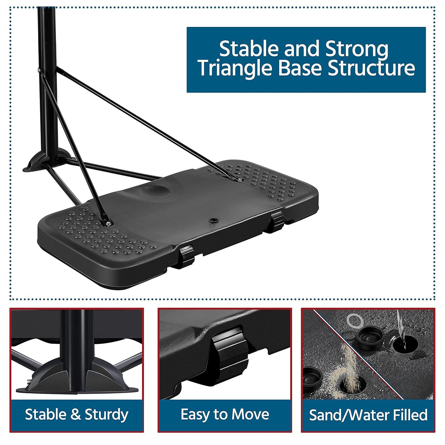 Yaheetech Basketball Hoop Outdoor for Adults Portable Basketball Hoop Basketball Goals Indoor 9-12ft Height Adjustable Basketball Court Stand with 43 inch Basketball Backboard C21