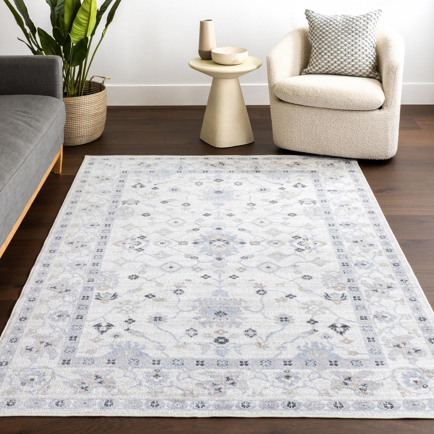 Nuloom Bridie Medallion Machine Washable Indoor Area Rug, 4' x 6', Blue