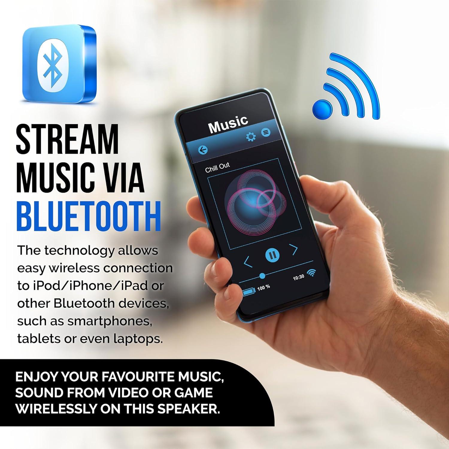 Philips Portable Boombox CD Player Bluetooth FM Radio MP3 Mega Bass Reflex Stereo Sound System with NFC, 12W, USB Input, Headphone Jack, and LCD Display