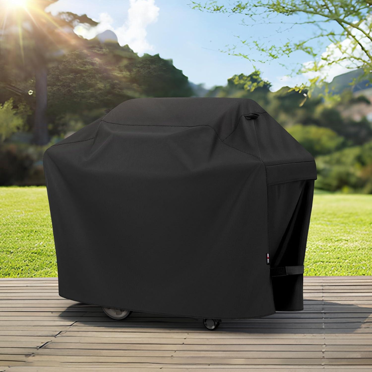 Heavy Duty Black Waterproof 65-inch BBQ Grill Cover