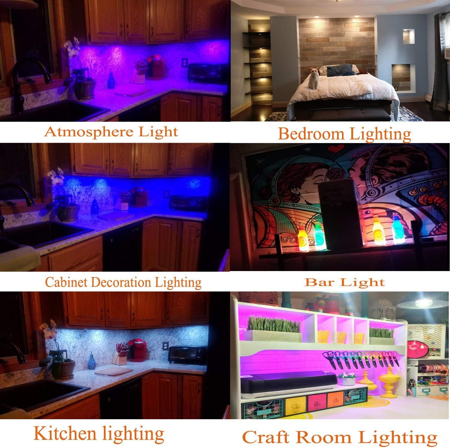 LED Under Counter Light Kit, RGBW/RGBWW Under Cabinet Lighting, Linkable Colored Puck Lights with 40-Key IR Remote Control (10 Lights)