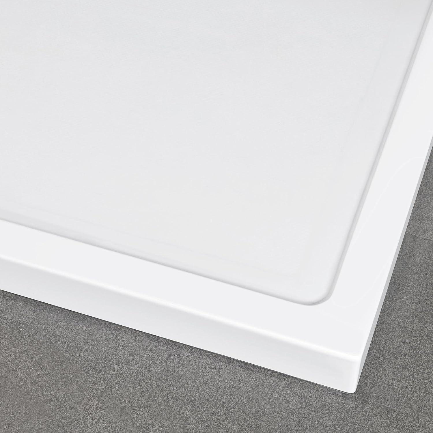 OVE Decors 72" x 36" Rectangle Shower Base Pan, White Acrylic, Hidden Side Drain, Reversible Design