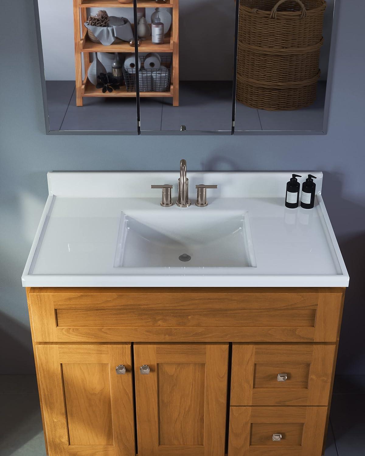 Design House Brookings 36 Inch Bathroom Vanity, Ready to Assemble, Solid Wood, Sherwin Williams – Design House, 587097