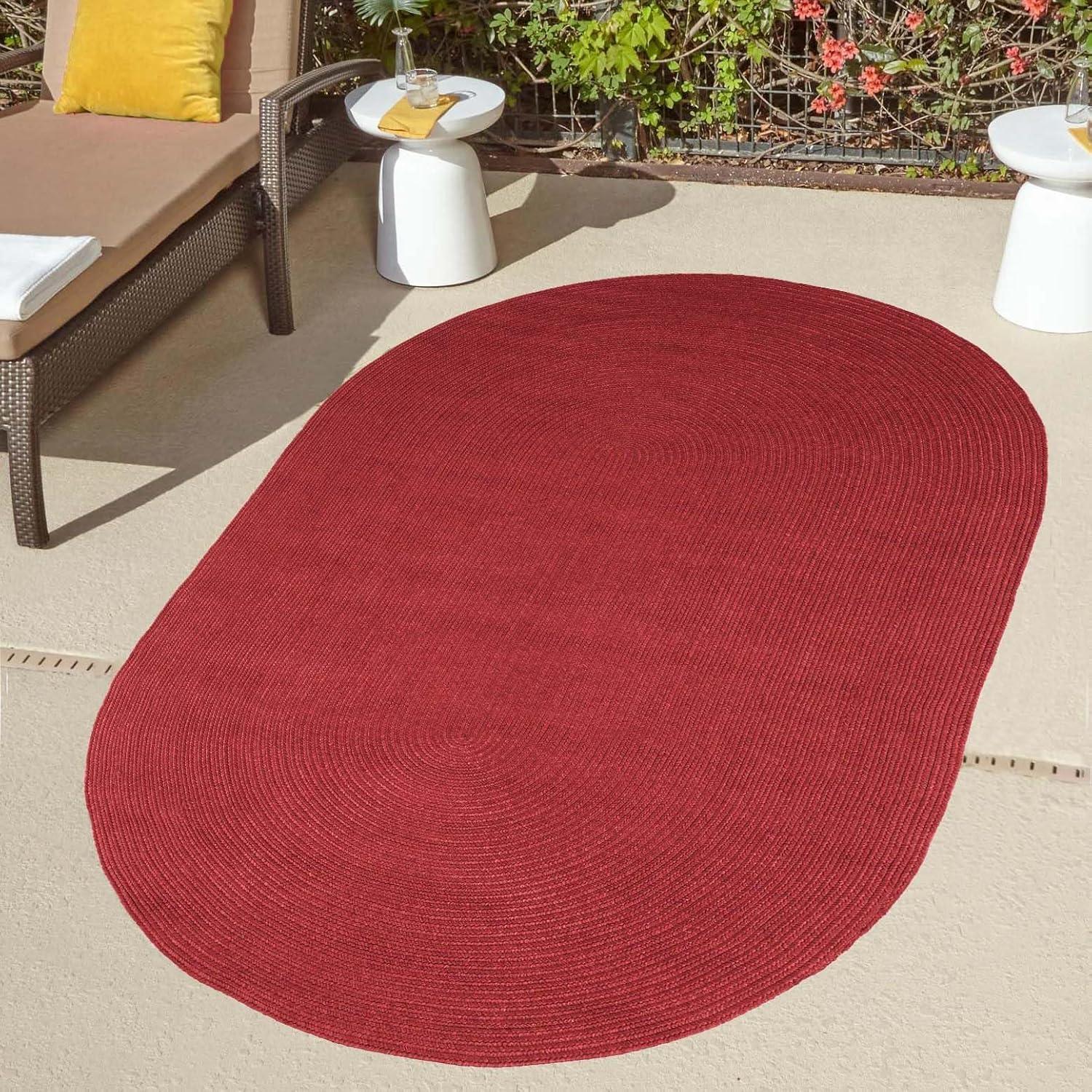 Superior Braided Indoor/ Outdoor Area Rug, 3' x 5', Burgundy