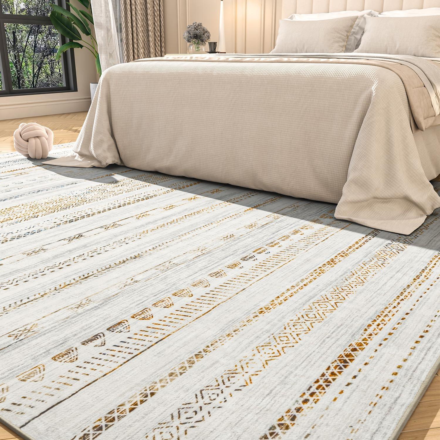 Loon Peak® 5x7 Area Rugs for Living Room Machine Washable Rug Distressed Indoor Carpet Neutral Moroccan Boho Rug Ultra Soft Area Rug for Bedroom Dining Room Playroom Office, Grey