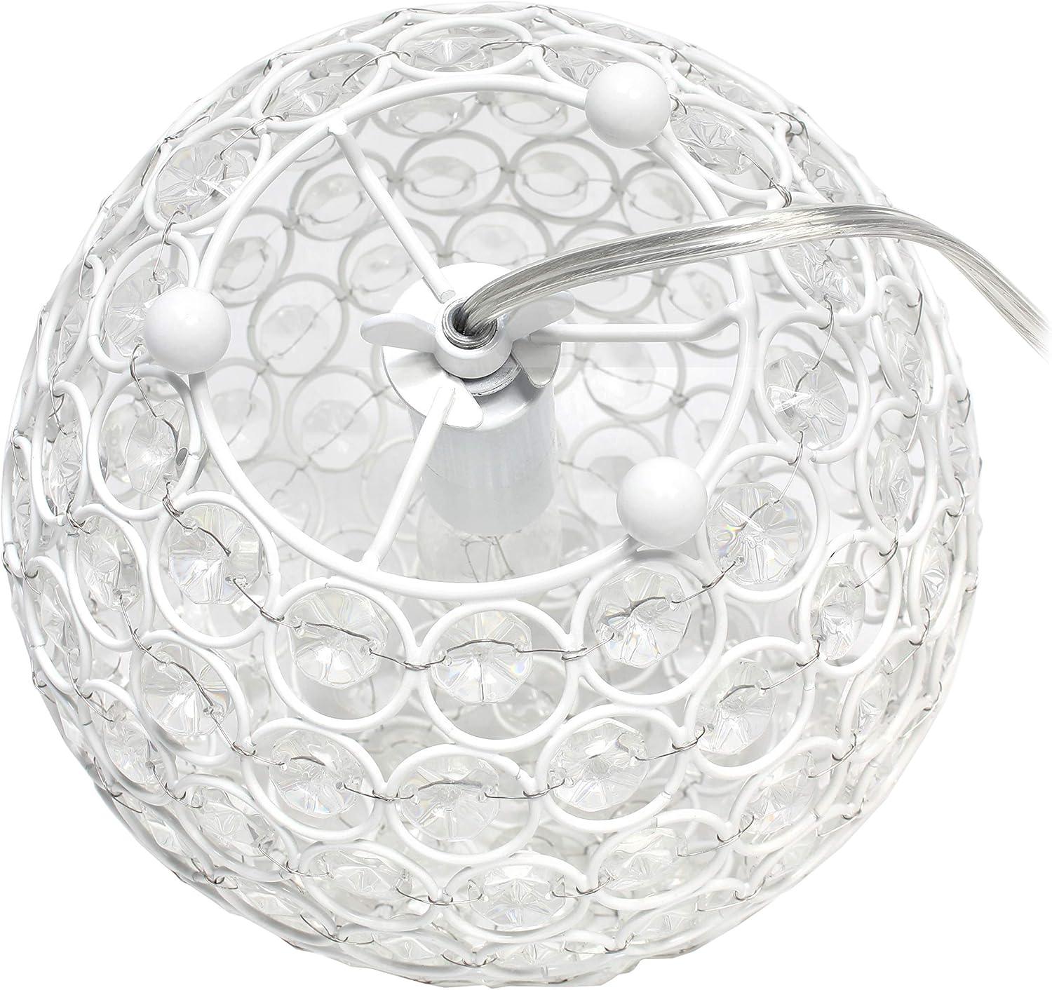 White Crystal Sequin Table Lamp for Kids Nursery