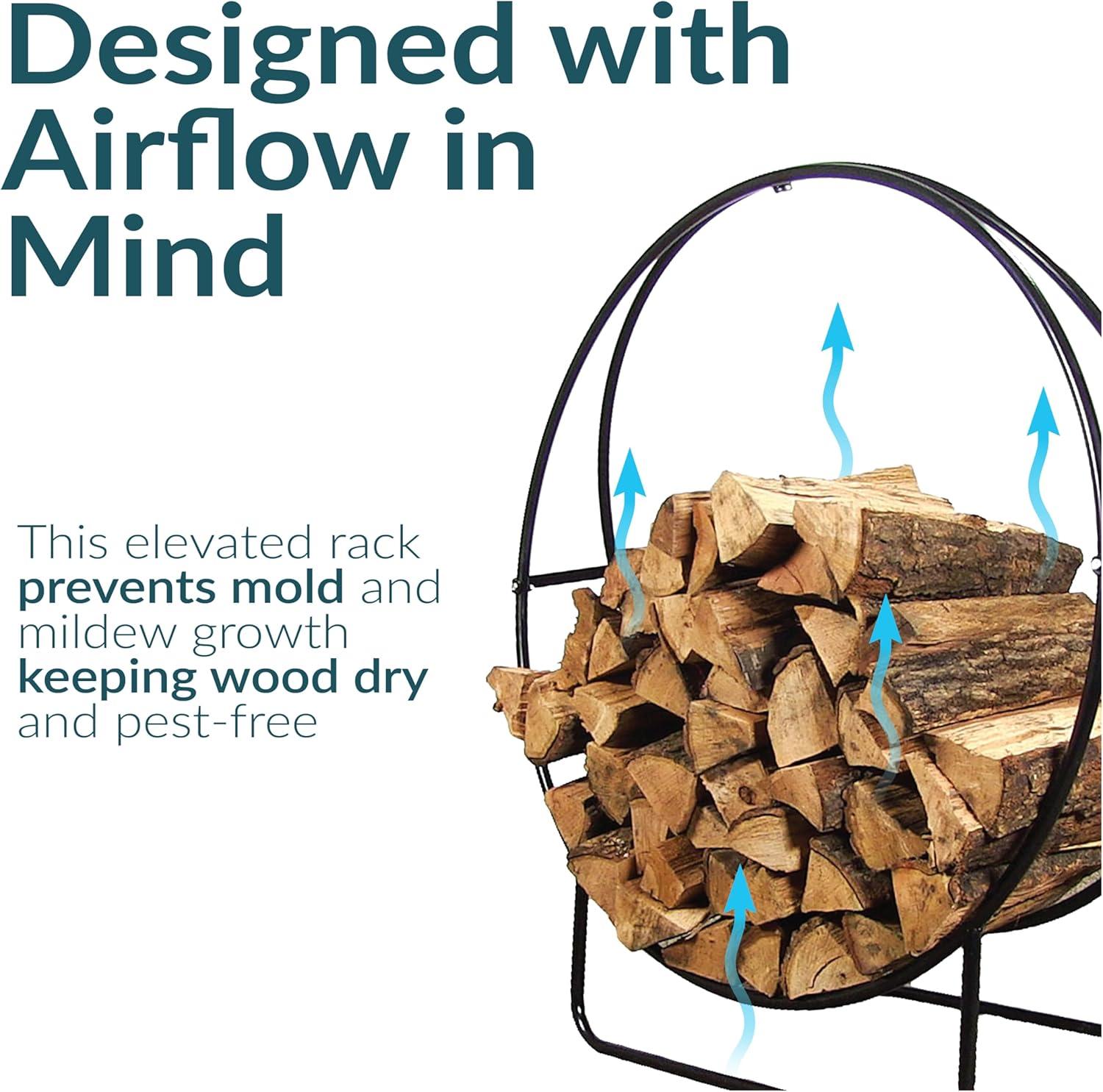 SunnyDaze Decor Indoor or Outdoor Tubular Steel Hoop Firewood Log Holder