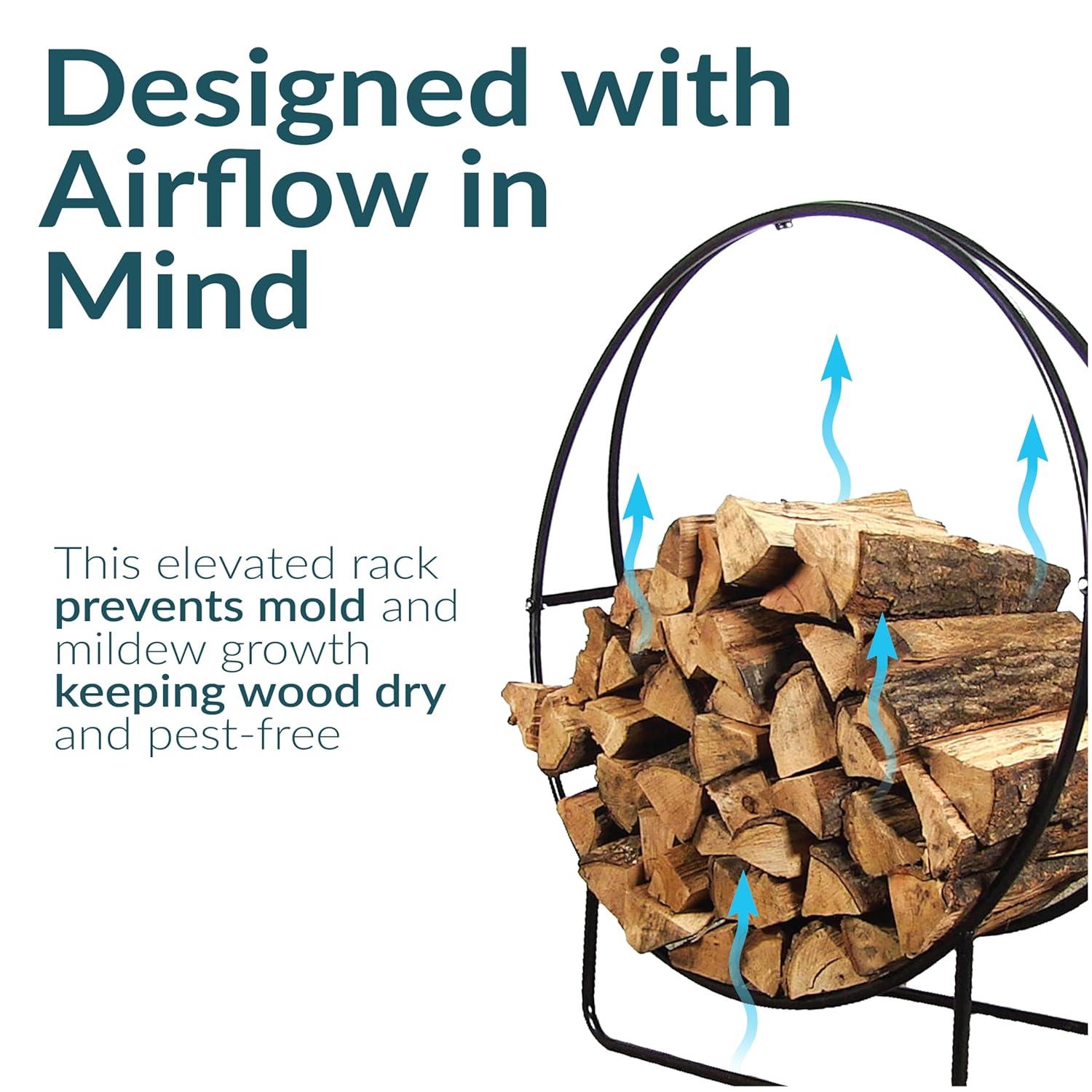 SunnyDaze Decor Indoor or Outdoor Tubular Steel Hoop Firewood Log Holder