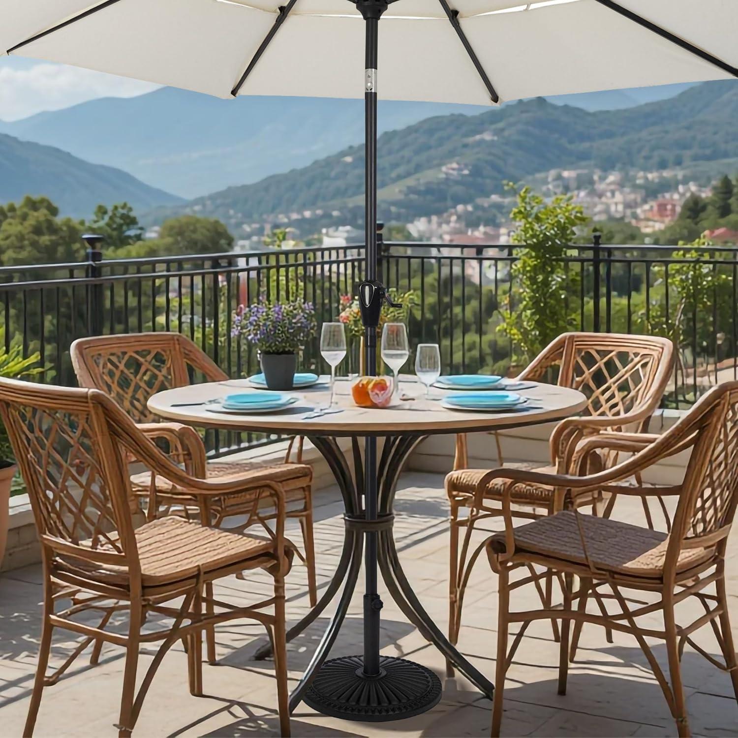 Pure Garden 39lb Round Outdoor Patio Umbrella Base Black: Resin & Cement, No Assembly, UV-Resistant