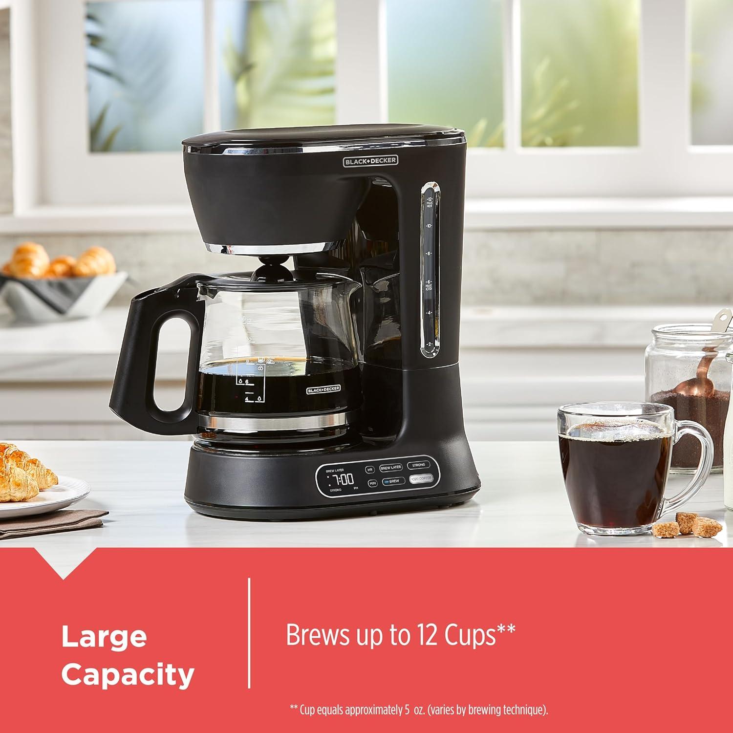 BLACK+DECKER Split Brew 12-Cup Digital Coffee Maker, CM0122, Iced Or Hot Coffee, Programmable, Quick Touch, 4-Hour Keep Warm