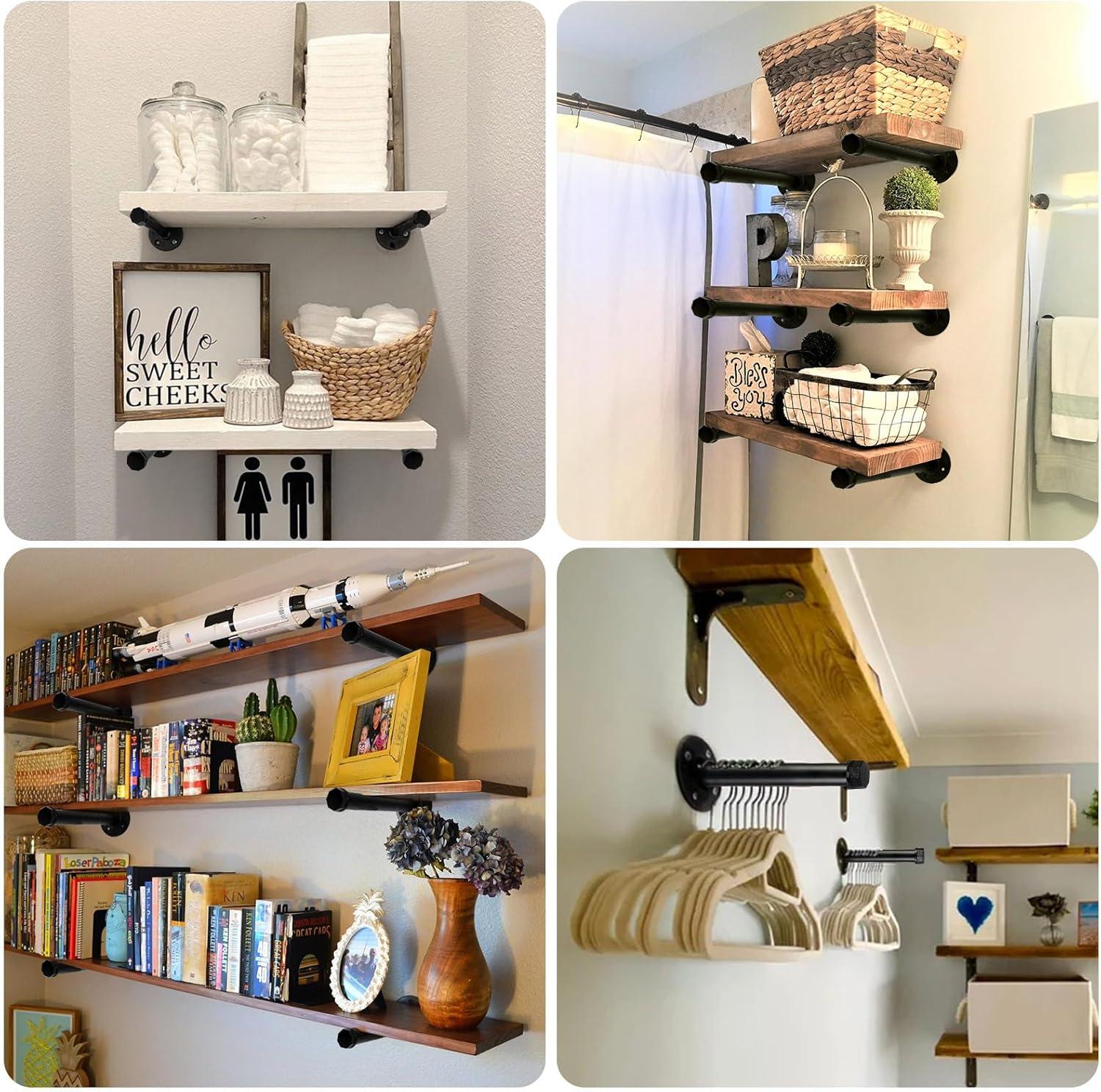 Trent Austin Design® 6 Pcs Industrial Pipe Clothes Bar 10 Inch - Wall Mount Clothing Rack - Face Out Closet Rods