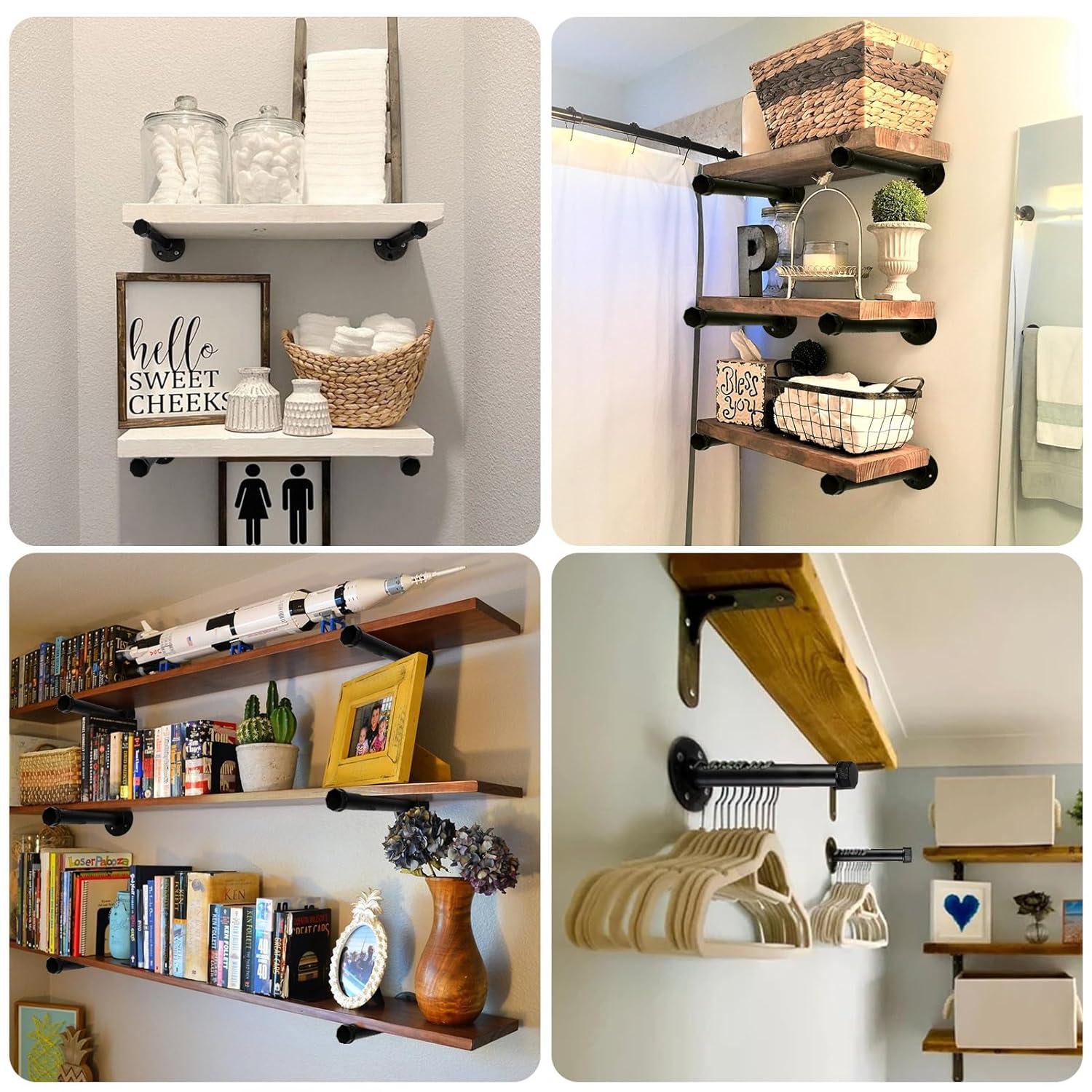 Trent Austin Design® 6 Pcs Industrial Pipe Clothes Bar 10 Inch - Wall Mount Clothing Rack - Face Out Closet Rods