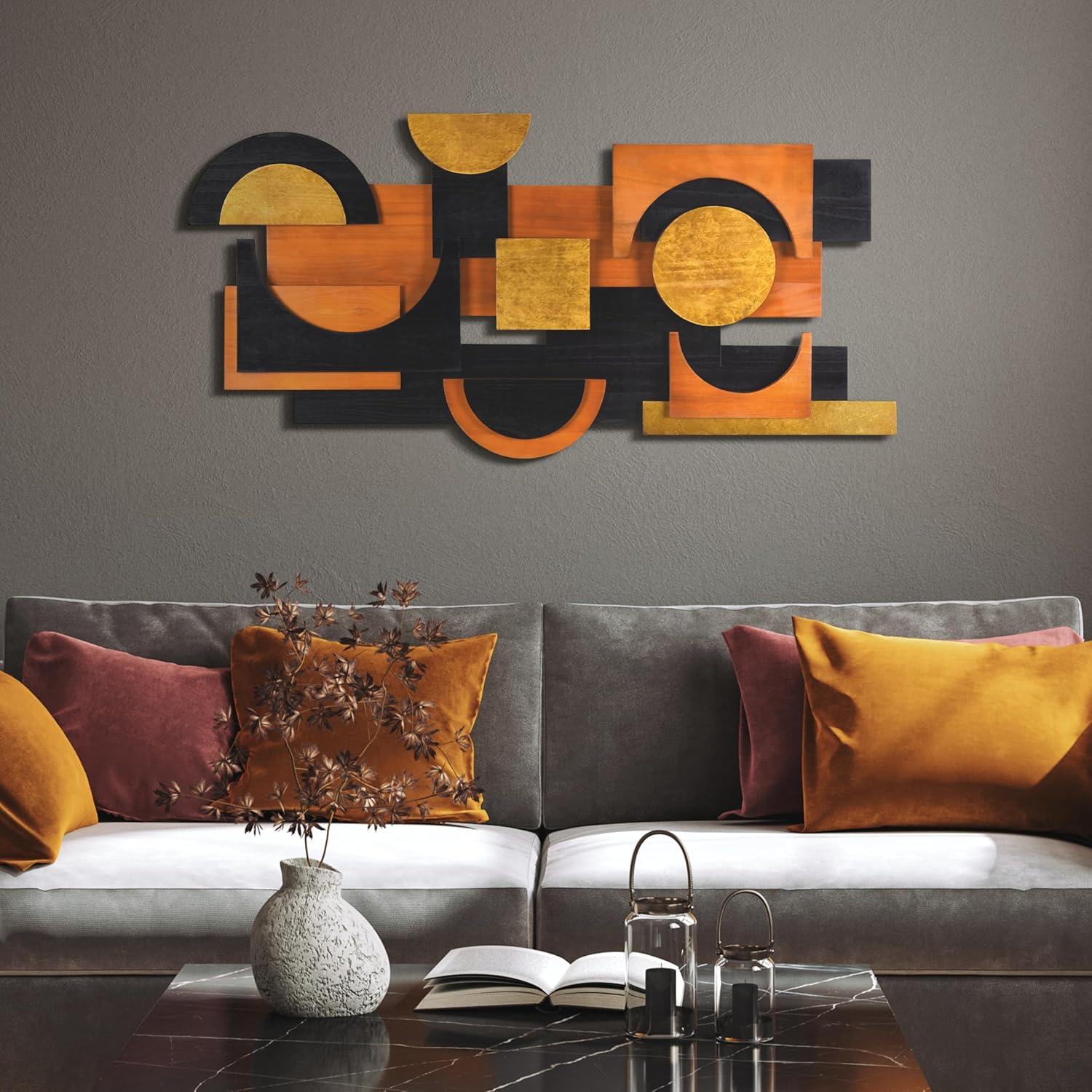 'Amber Embraces II' Hand Made & Hand Finished Dimensional Solid Paulownia Wood Abstracts Wall Art