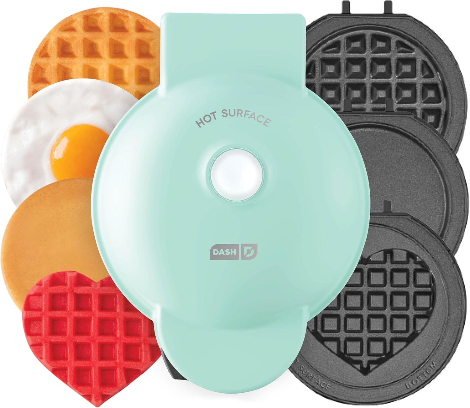 Multi-Plate Mini Maker Waffle & Griddle Plates Compact Design