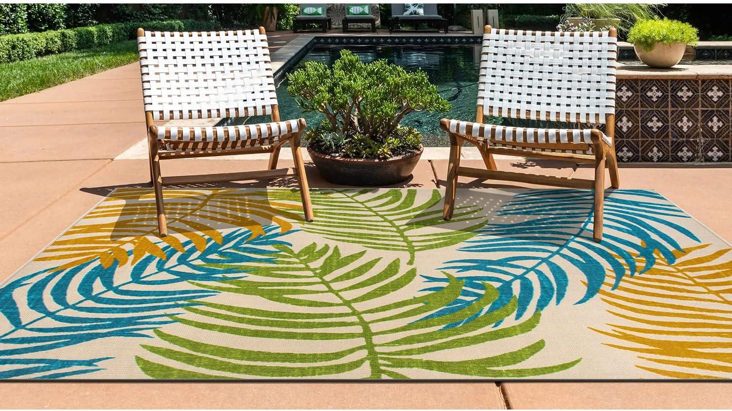 World Rug Gallery Floral Leaves Flatweave Indoor/Outdoor Area Rug