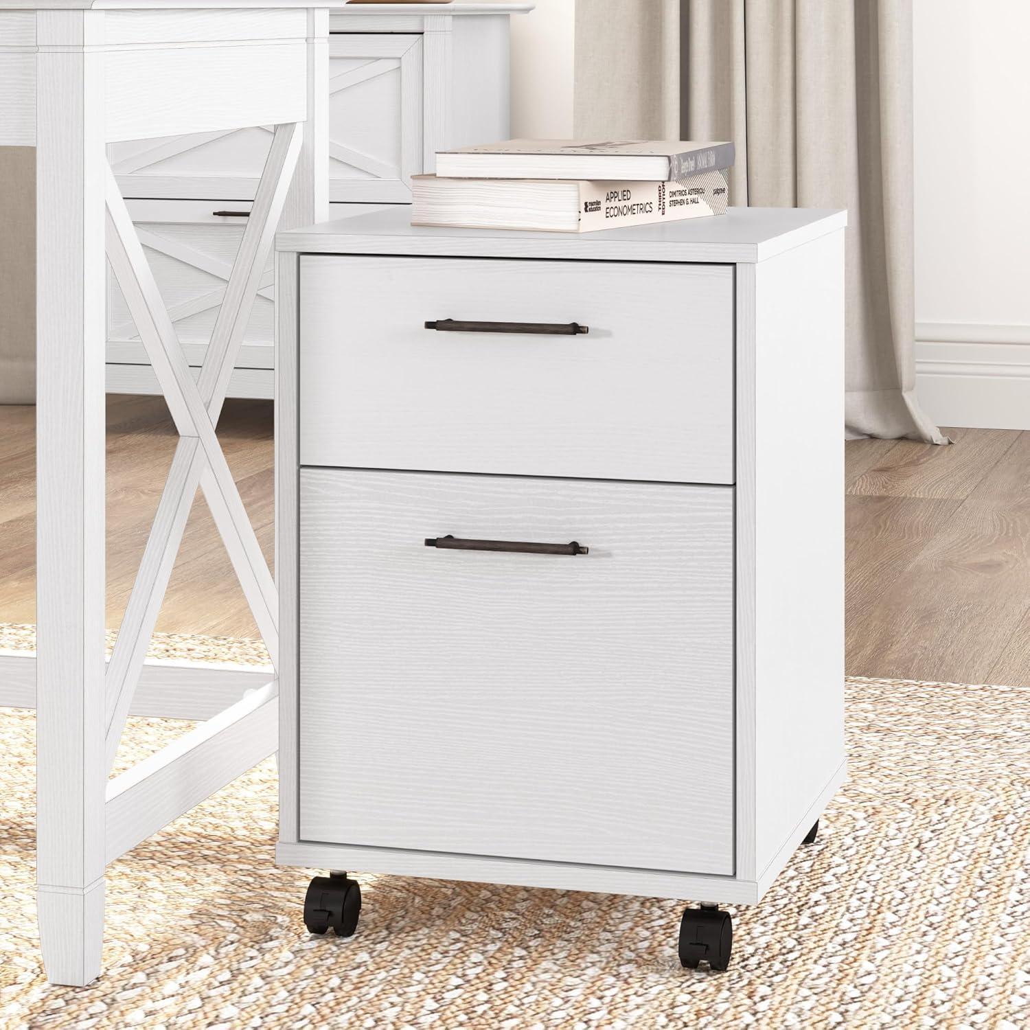 Pure White Oak Mobile Pedestal File Cabinet with Locking Casters