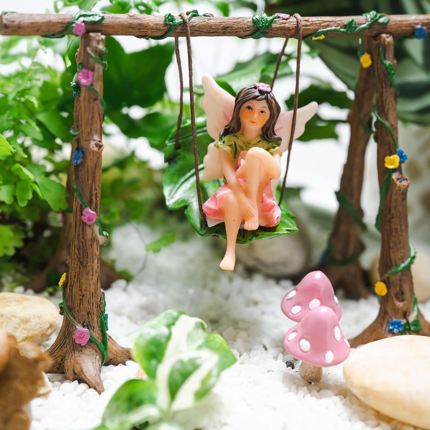 PRETMANNS Fairy Garden Accessories with Garden Fairy Figurines - Adorable Fairies for Fairy Gardens, Cute Fairy Garden Miniatures with a Fairy Furniture Kit C21