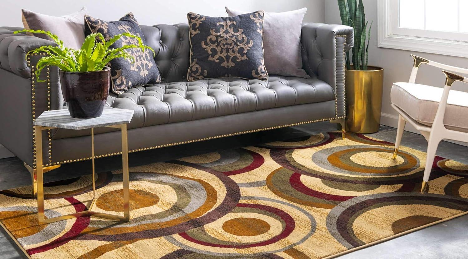 Unique Loom Barista Collection Area Rug - Kona (7' 10" x 10' Rectangle Beige/Black)