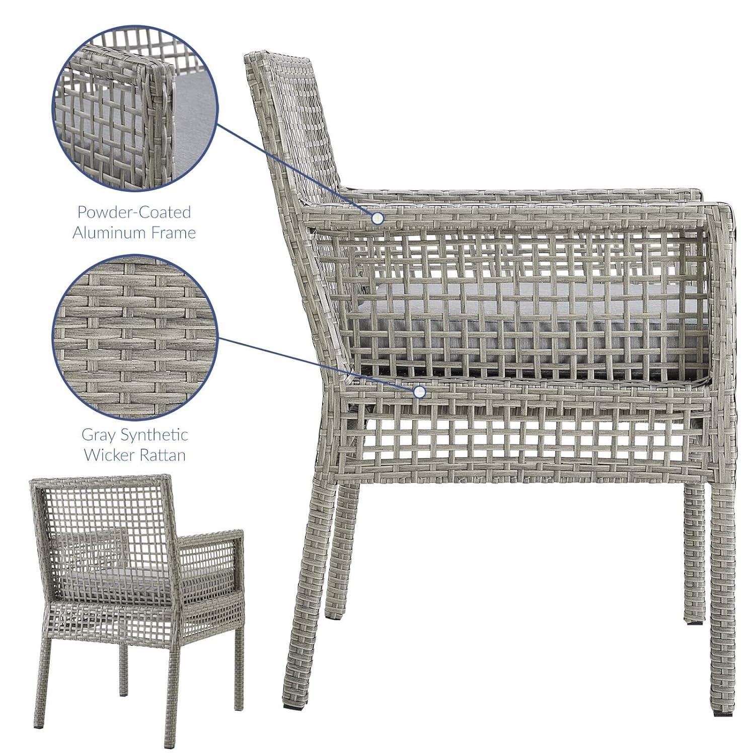Modway Aura Outdoor Patio Wicker Rattan Dining Armchair - Gray Gray