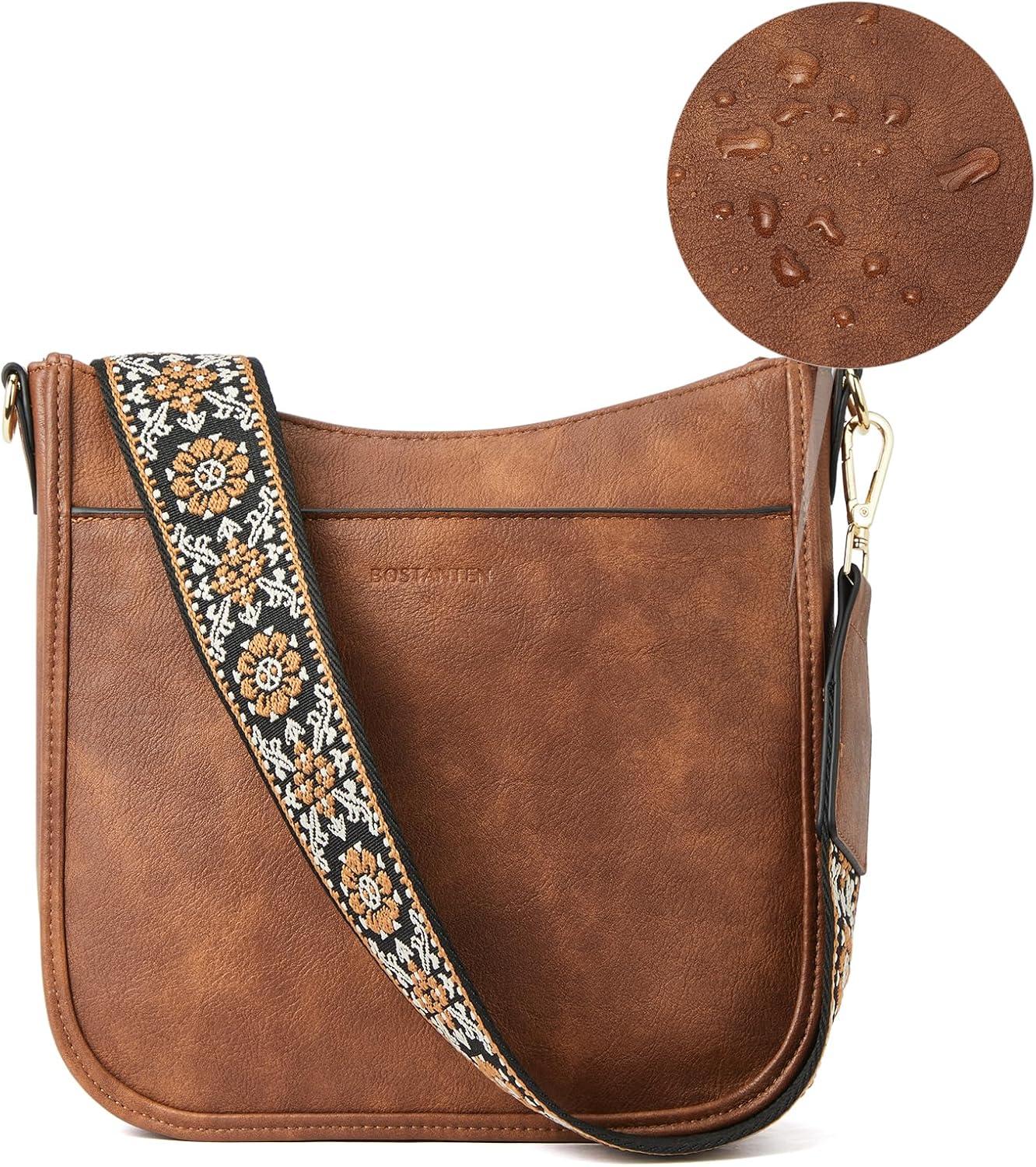 Telena Crossbody Purses for Women Trendy Vegan Leather Purses Bucket Hobo Bags Handbags with Adjustable Guitar Strap