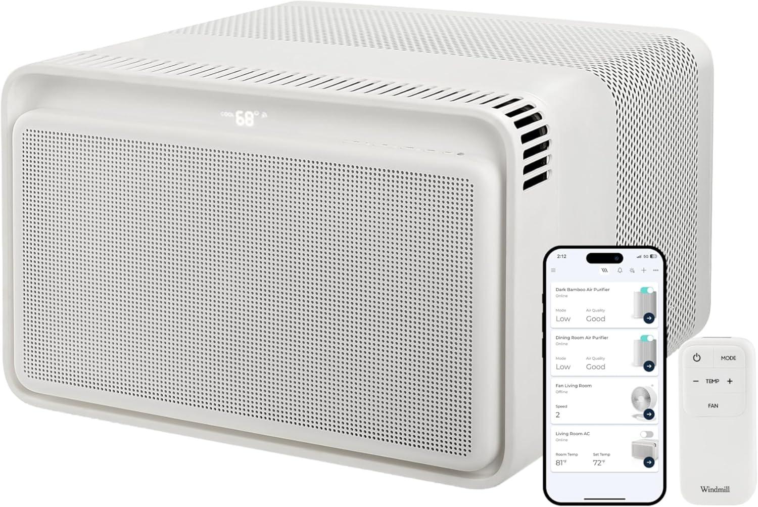 Windmill 10,000 BTU Inverter Window Air Conditioner with WhisperTech - Ultra-Quiet & Smart, Cools up to 450 Sq. Ft. - #1 Easy Install, App/Wi-Fi, Voice-Enabled, Remote Control, Energy Star