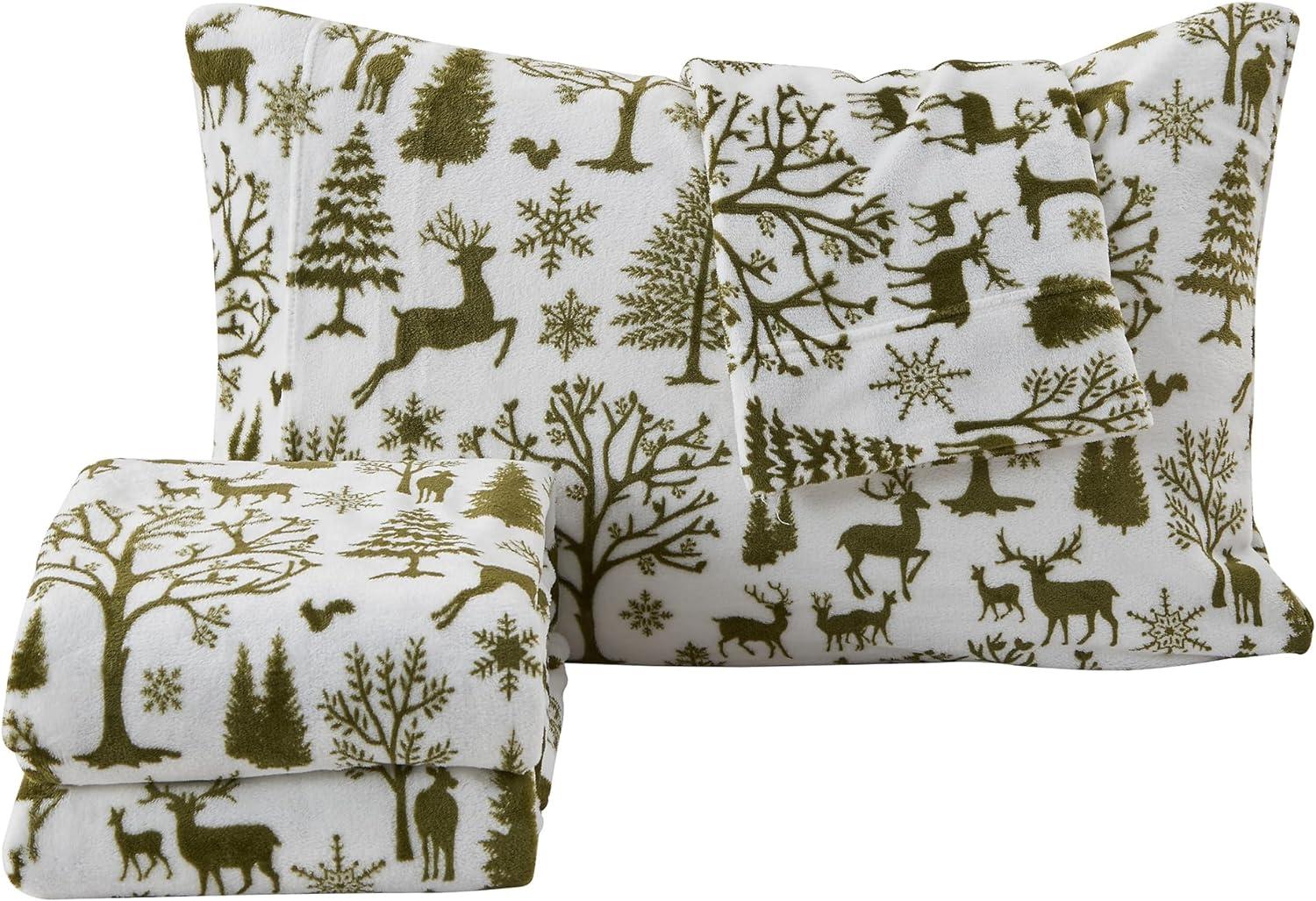 Great Bay Home Printed Velvet Plush Warm and Cozy Fleece Sheet Set