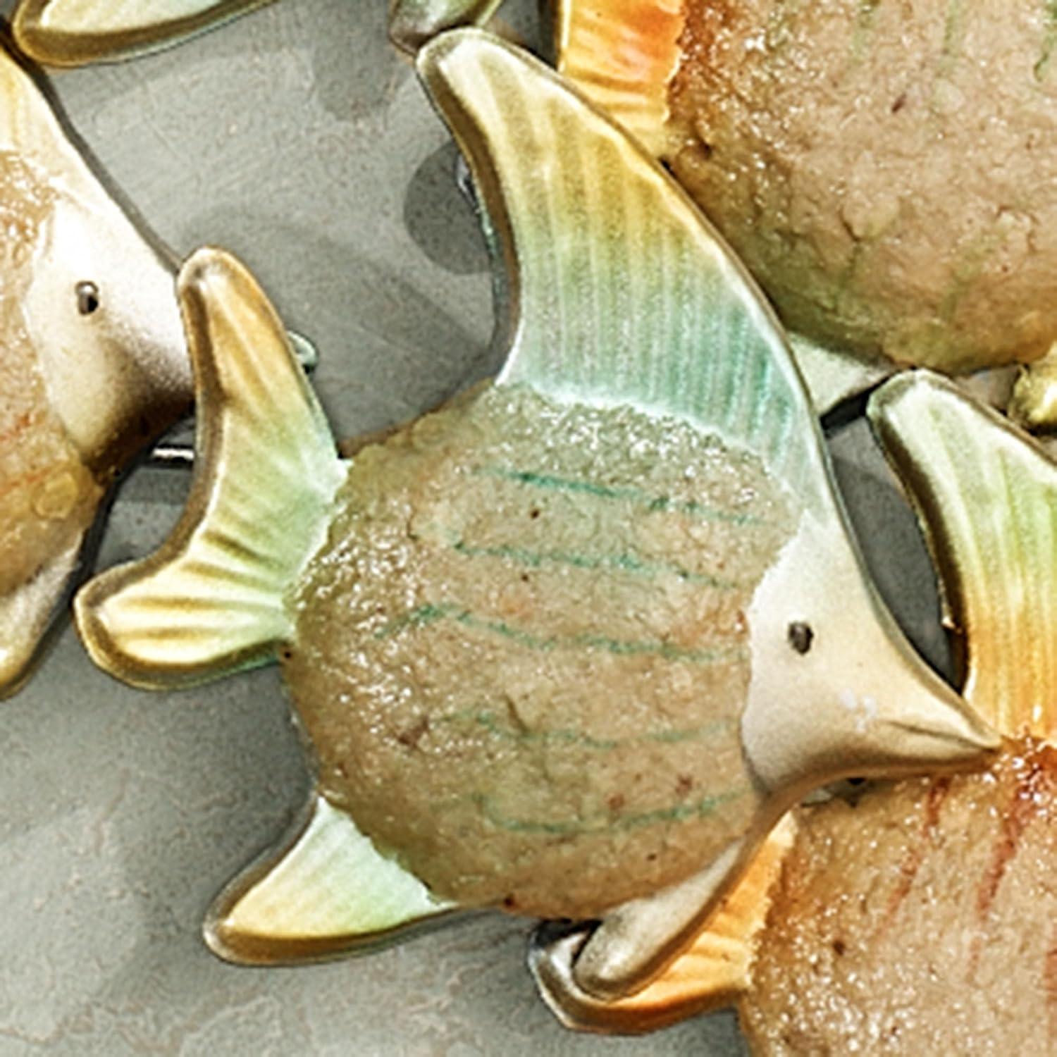 Large Green and Orange Metal Angelfish Wave Wall Sculpture