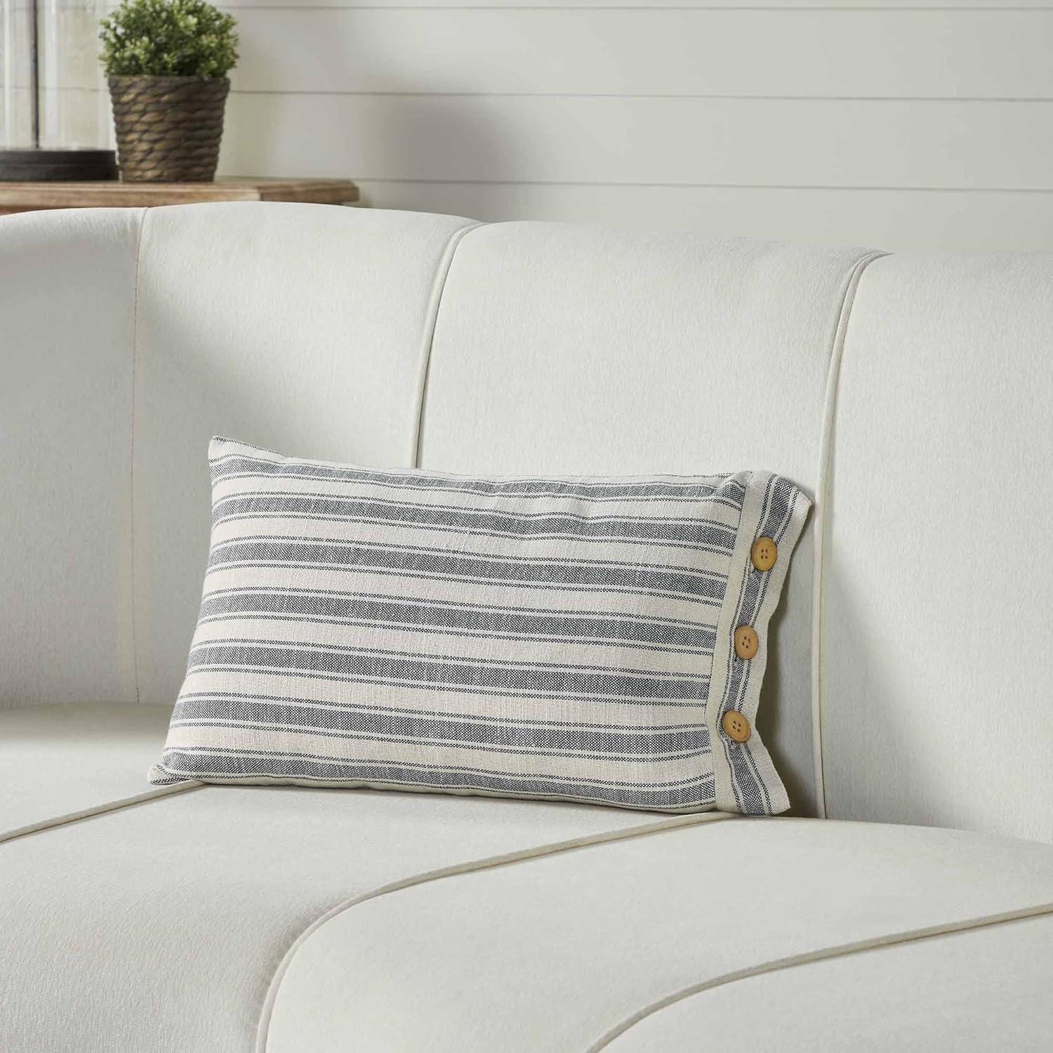 Piper Classics Market Place Gray Ticking Stripe Pillow Cover 12" x 20"