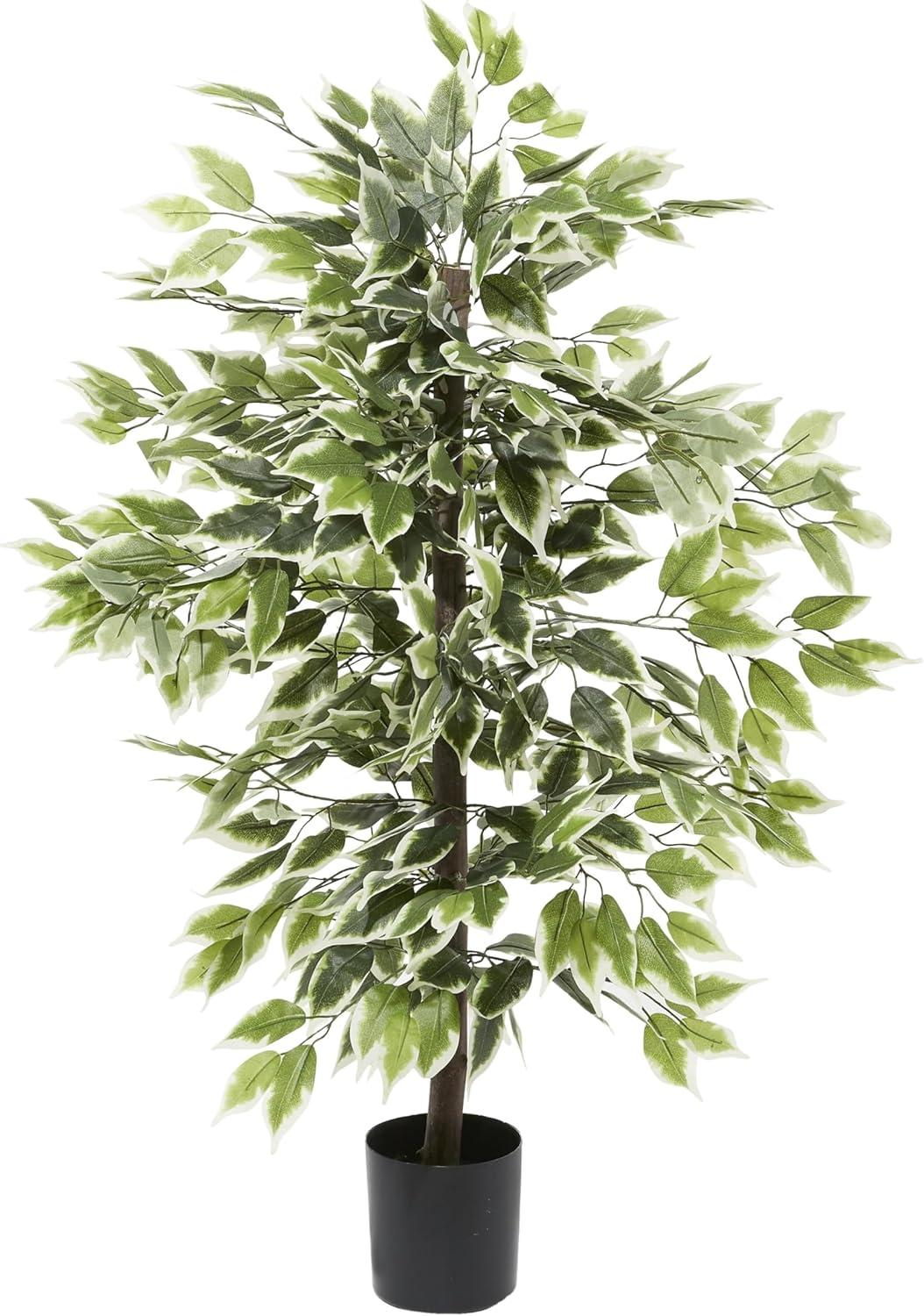 DecMode 73" Artificial Ficus Tree in Realistic Leaves and Black Plastic Pot