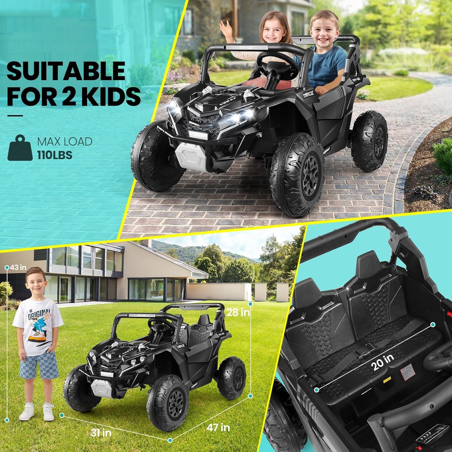 SUSIELADY 24V 2 Plazas Ride-On UTV para Niños, Coche Eléctrico con Control Remoto, Suspensión en las 4 Ruedas, Música, Almacenamiento, Camión de Juguetes Al Aire Libre para Niños Niñas a Partir de 3 Años, Rosa