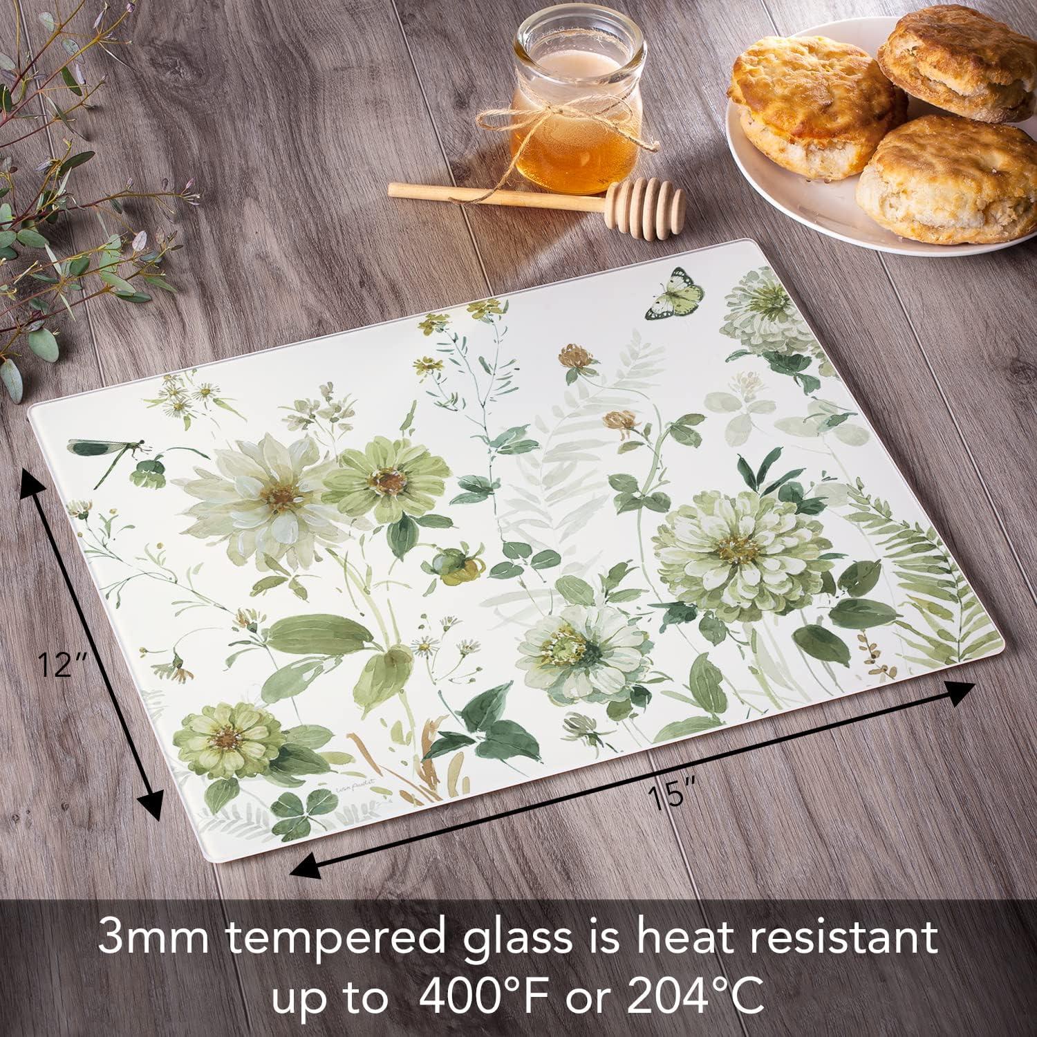 CounterArt Green Fields Tempered Glass Cutting Board