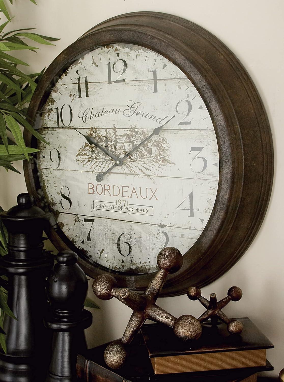 Metal Wall Clock with Bordeaux Brown - Olivia & May