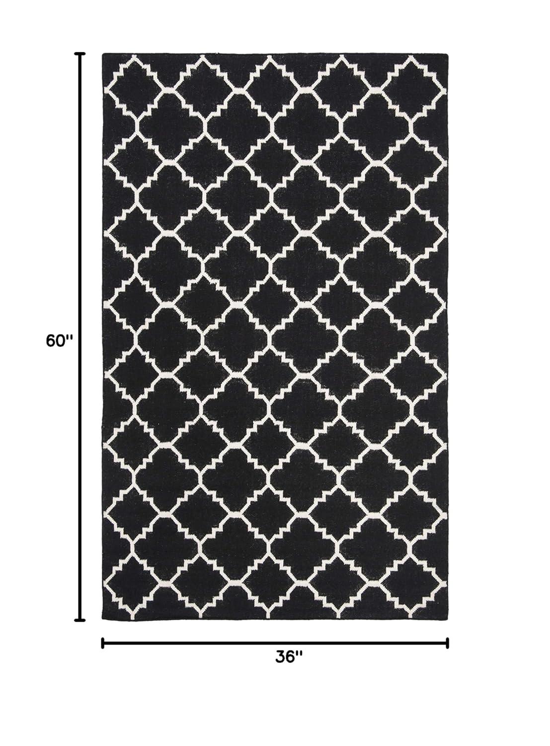SAFAVIEH Alfombra de Área de Lana de Marruecos Geométrica Brad Negro / Marfil, 3' x 5'