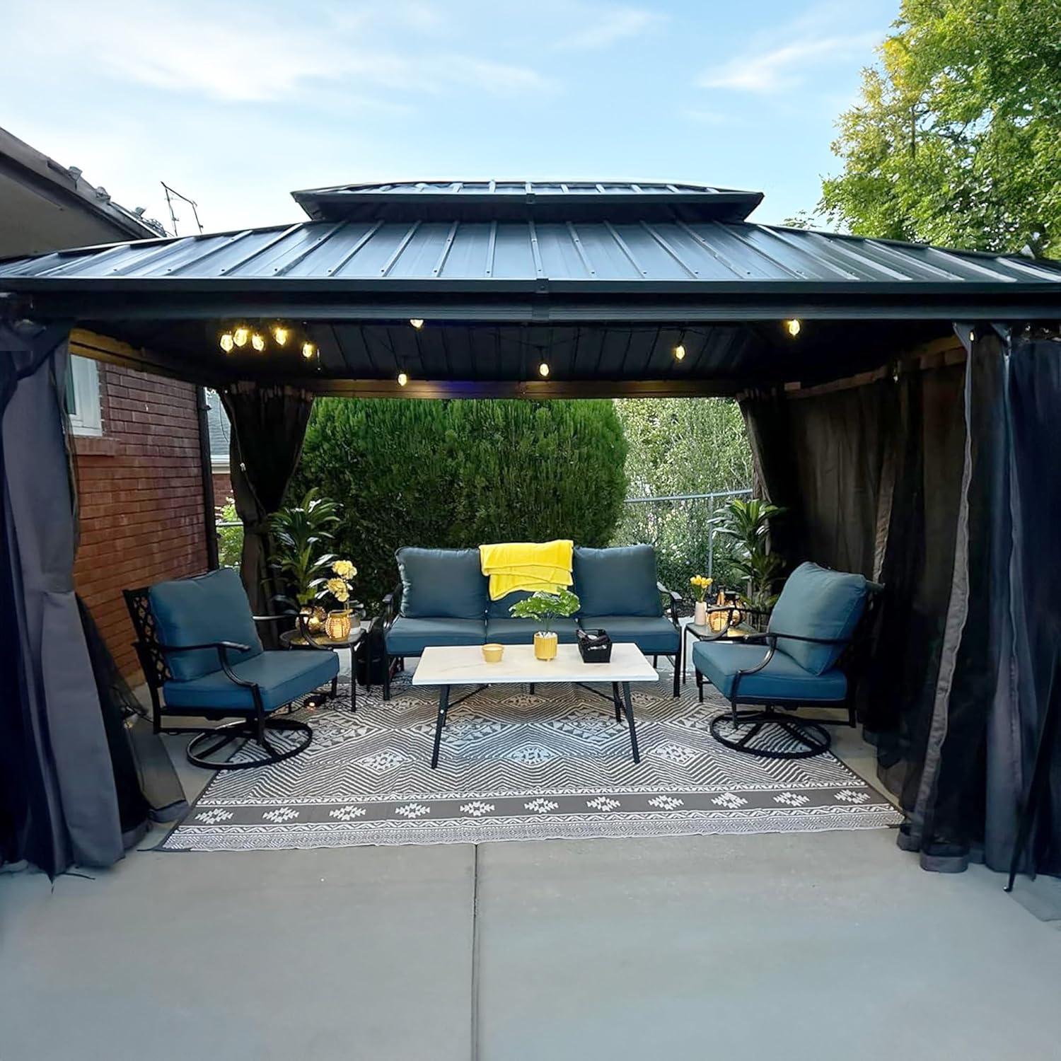 Purple Leaf Metal Patio Gazebo