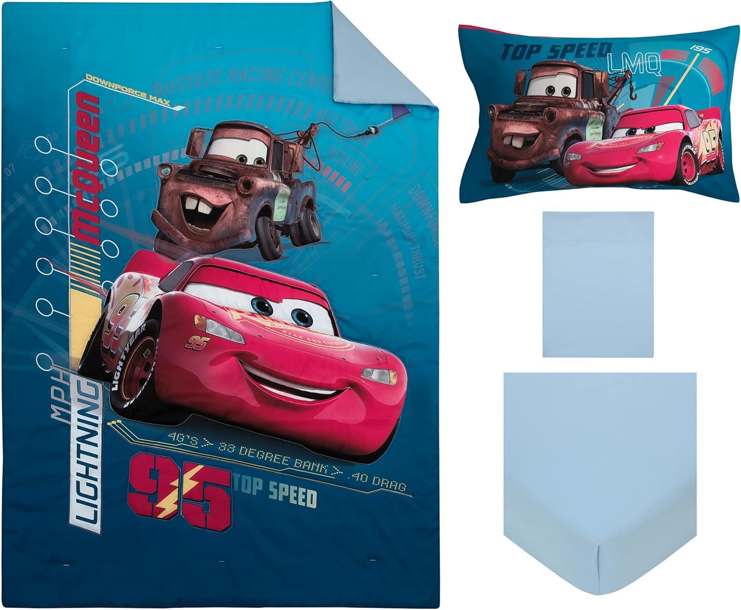 Disney Cars Piston Cup Circuit Blue 4 Piece Toddler Bedding Set