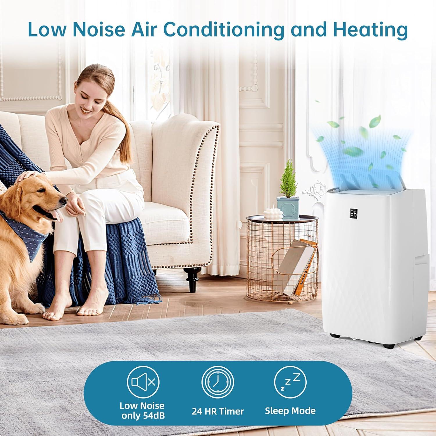 M optimized 12000Btu Portable Air Conditioner 4-in-1 Portable AC Unit Cool up to 550 sq.ft, Portable Air Conditioners with Remote Control & Window Kit1-24H Timers